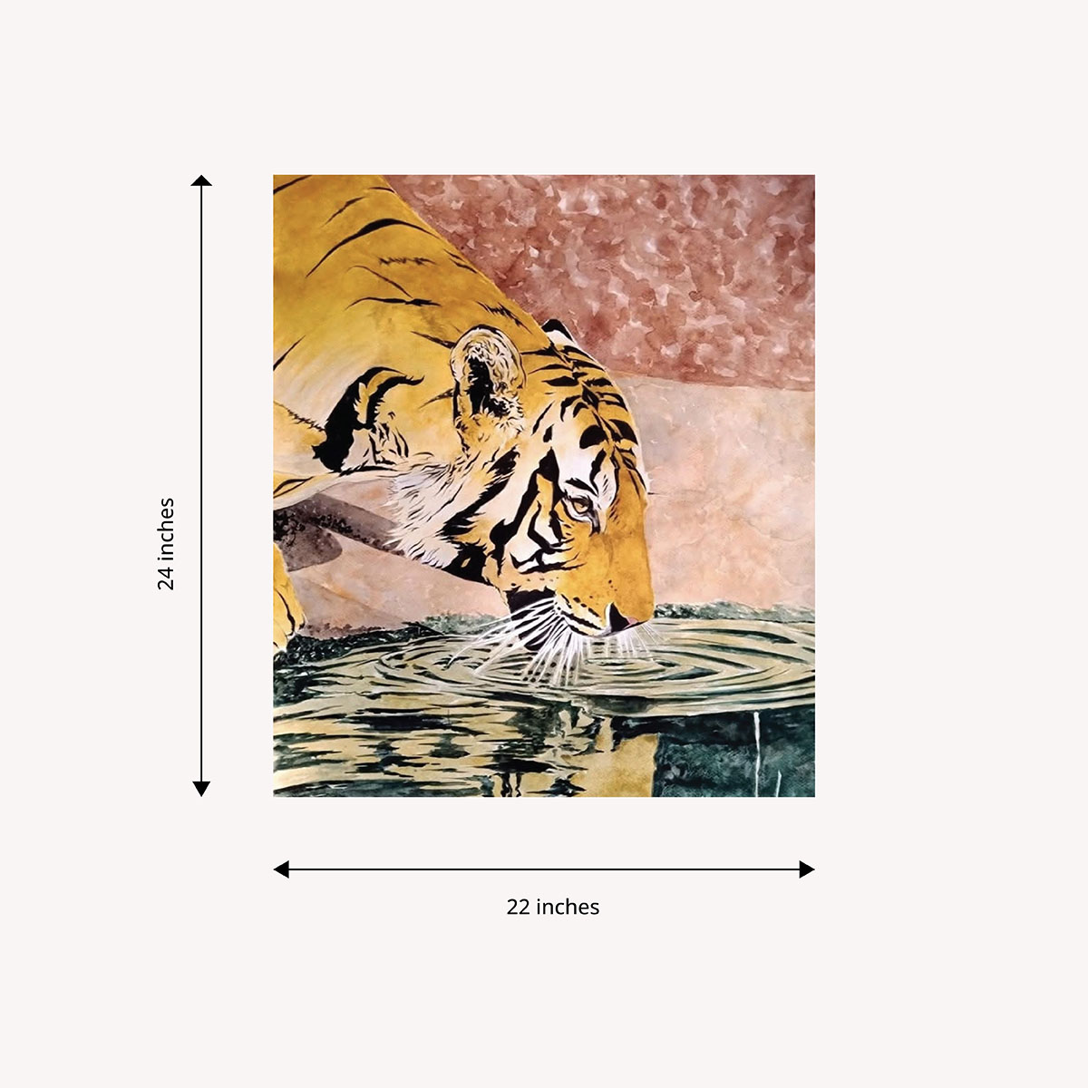Painting: Tiger at Waterhole (Unframed) - Image 2