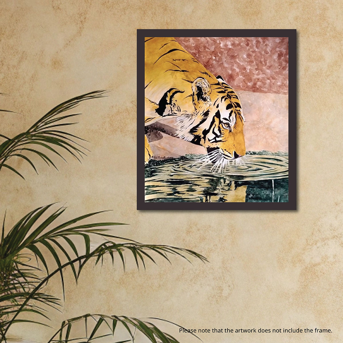 Painting: Tiger at Waterhole (Unframed) - Image 3